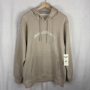 Public Supply Embroidered Saints & Sinners Pullover Hoodie Large Stone Gray NWT